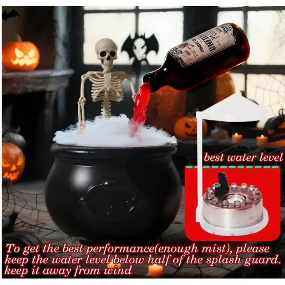 Halloween Floating Potion Bottle Witch Cauldron LED Fogger Smoking Prop Set, New